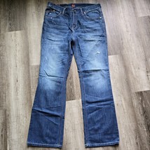 Rock Republic Henlee Jeans Mens 36x32 Flap Pocket Distressed Whiskers Blue Denim - £39.45 GBP
