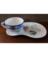 Coquille Strata Group Hand Pained Teacup Mugs Snack Plate 1990&#39;s Seashel... - $37.07