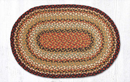 Earth Rugs C-319 Burgundy Mustard  Oval Braided Rug 20&quot; x 30&quot; - £31.74 GBP