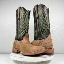 Lane Capitan Mens Cowboy Boots CIMARRON 10 D Tan Rough Out Leather  Squa... - £312.58 GBP