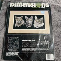 Dimensions Cross Stitch Cat Trio 1992 NOS thread Complete Kit No Count - $16.82