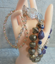Lot of 4 Stretch Bracelets Jewelry Gold Silver Tone Costume Fashion Metal - €8,50 EUR