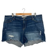 Torrid Jean Shorts Womens 24 Blue Denim Stretch Distressed Cut Off High ... - $32.48 CAD