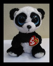 Ty Beanie Boos Tysilk Bamboo The Panda Bear Big Blue Glitter Eyes NEW - $8.41