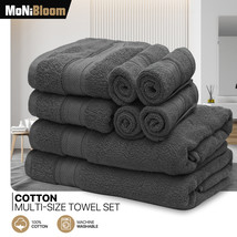 100% Cotton 8 Pcs Towel Set 2 Bath Towels+2 Hand Towels+4 Wash Cloths Da... - £59.96 GBP