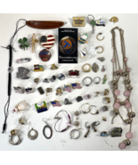Vintage Modern Jewelry Lot Pin Button Ring Earring Craft Joblot Destash ... - €17,19 EUR