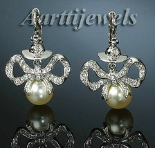 Victorian 0.60ct Rose Cut Diamond Pearl Anniversary Earrings Vintage Halloween - £369.79 GBP