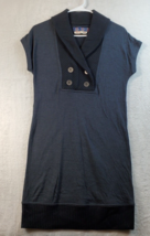 Free People Sweater Dress Women Size XS Gray Knit Cotton Short Sleeve Shawl Neck - £18.61 GBP