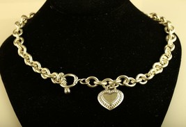 Vintage Sterling Judith Ripka heavy chain Link Heart Charm Toggle Necklace - £296.39 GBP