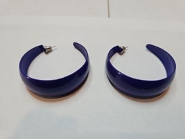 Vintage Blue Hoop/Circle Earrings, 1.75&#39;&#39; Diameter - £7.52 GBP