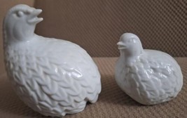 Vtg 2 Homco Ceramic Quail Family Birds White Glazed Grouse Figurines Japan - £10.44 GBP