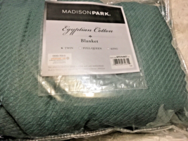Madison Park Egyptian Cotton Solid Twin Blanket Teal MP51N-6431 New - $49.49
