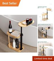 Luxury Bamboo 3-Layer Bathtub Tray Caddy - Adjustable Height &amp; Compact D... - $118.75