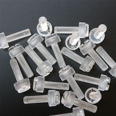 60 x Transparent Clear Plastic Acrylic Thumbscrews, slotted+knurled M6 x 20mm - £23.85 GBP
