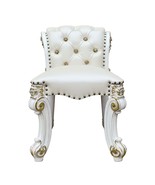 Vendome Vanity Stool, Beige Faux Leather &amp; Antique Pearl Finish - $564.57 CAD