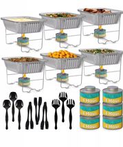 Disposable Chafing Dish Buffet Set 6 Racks Pans Utensils &amp; Fuel Cans Inc... - $25.62
