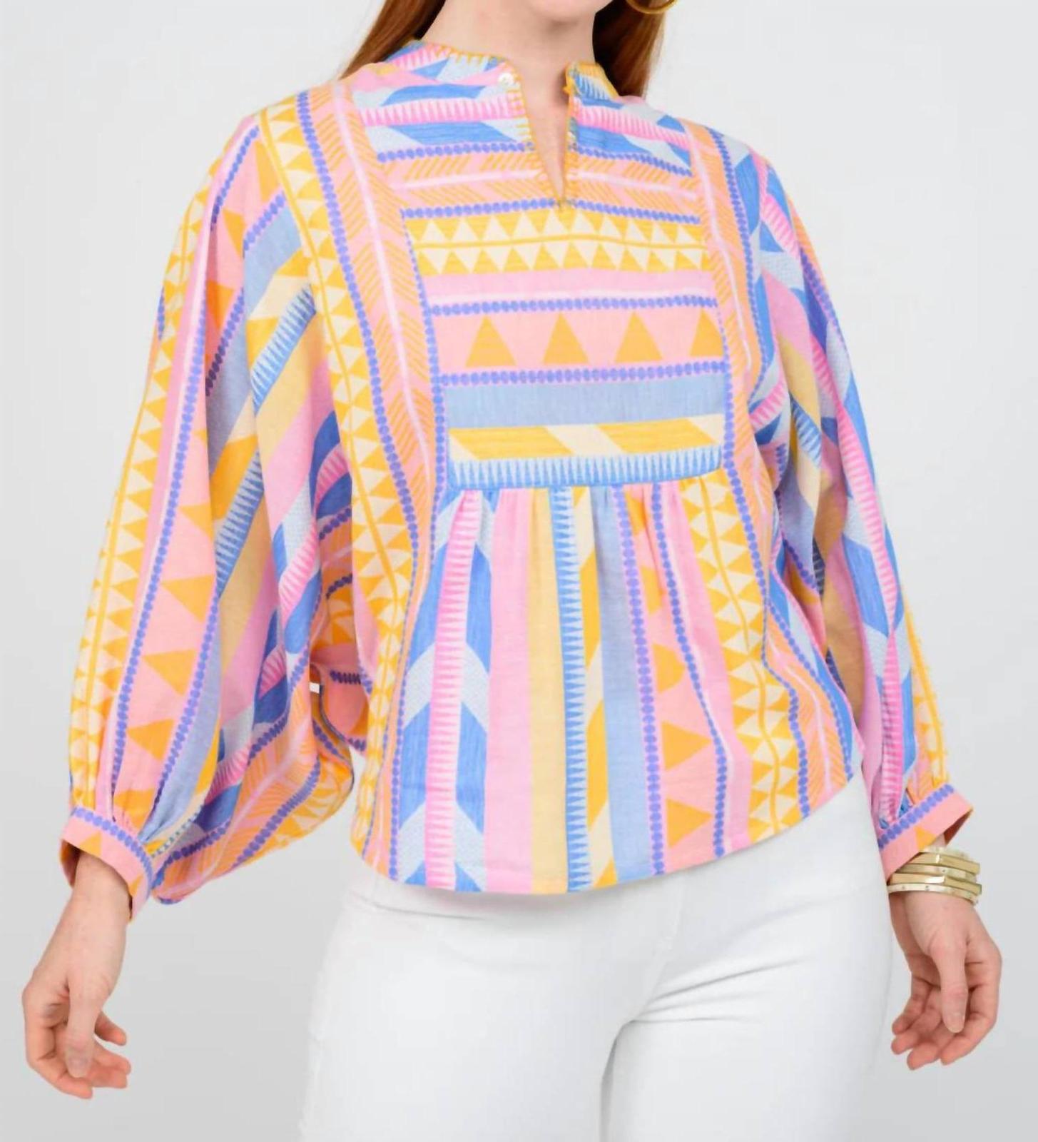 Ivy Jane Candy Striped Popover Pink, Blue, Orange - $56.00