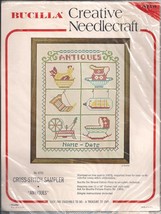 Bucilla Cross Stitch Sampler Kit 8750 Antiques Vintage 1975 Sealed Complete - $9.49