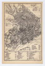 1892 Original Antique City Map Of Erfurt / Thuringia Thüringen / Germany - £14.41 GBP