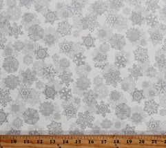 Cotton Snowflakes Silver Metallic on White Christmas Fabric Print BTY D407.22 - £12.13 GBP