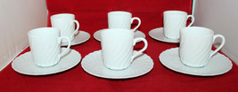 Richard Ginori Swirl White Ancona Espresso Demitasse Cups and Saucers Se... - £86.56 GBP