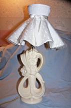 Working Vintage Pair of White Ceramic Art Nouveau Matching Lamps W/Shades - £40.17 GBP