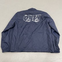 Obey Nylon Windbreaker Full Zip Mens Large Navy Blue - £23.36 GBP