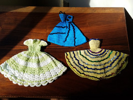 Vintage Lovely Set of Three (3) Doll Hand Crochet Dresses - £6.22 GBP