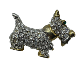 Vintage Scotty Scottish Terrier Brooch Pin Scottie Dog Rhinestone Gold T... - $19.00