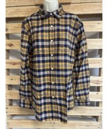 NEW Yellow Blue Plaid Long Sleeve Lightweight Flannel Shirt Men&#39;s 2XL KG JD - $470.22 MXN