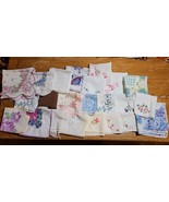 Vintage Hankies Lot Of  23 SCALLOPED EDGE FLORALS EMBROIDERED ESTATE - $67.63 CAD