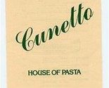 Cunetto House of Pasta Menu Magnolia Avenue St Louis Missouri 1990&#39;s - £13.99 GBP