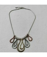 Mixed Metal Abstract Pendant Bib Collar Necklace Slider Gold Silver Copp... - £10.52 GBP