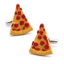 Pizza Cufflinks Foodie Chef Pepperoni Slice Enamel Italian Food New W Gift Bag - £9.54 GBP