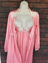 Vintage Pink Gown &amp; Robe Set Small 2 Piece Sleepwear All Nylon Duster Pe... - $51.30