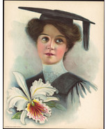 1906 Victorian Print - Graduate with Iris Flower in Foreground - £9.73 GBP