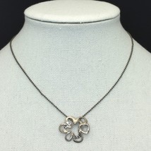 Retired Silpada Sterling Silver Openwork Stylized Flower Pendant Necklace N1347 - £23.58 GBP