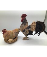 Handmade Folk Art Rooster Hen Pair Straw Wood Primitive Rustic Farmhouse... - $1,481.81 MXN