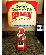 Vintage Seagram&#39;s Gin Red Baron Figural Lamp Rare W/ Shade Man Cave Adve... - €211,08 EUR