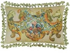 Aubusson Silk Throw Pillow 22x22 Handwoven Two Headed Beast - £319.93 GBP