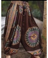 CHOCOLATE BROWN MANDALA PRINT ATS REN FAIRE GYPSY PANTALOONS  - €69,44 EUR