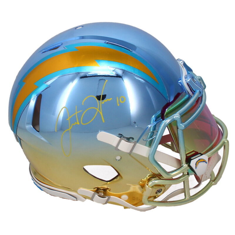 Primary image for Justin Herbert Autographed Chromed Authentic Speed Helmet Beckett & GDL LE 1/10