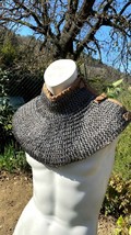 Chainmail Gorgiet Armor Shoulder flat riveted rings with padded cloth in... - $95.69