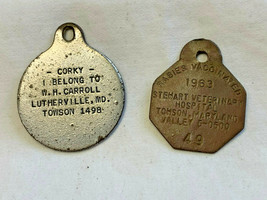 1963 Vtg Rabies Dog Animal Collar Tags Vaccination and Owner Records &quot;Corky&quot; - £23.68 GBP