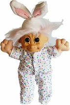 Troll Doll In Jelly Bean Polka Dot &amp; Bunny Suit with Pink Hair &amp; Blue Ey... - £26.36 GBP