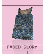 Faded Glory Womens Sleeveless Scoop Neck Paisley Stretch Cotton Blend Bl... - €8,37 EUR