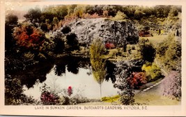 Lake in Sunken Garden Butchart&#39;s Garden Victoria BC Real Photo Postcard PC159 - £7.46 GBP