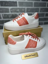 Michael Kors Poppy Shoes Leather Logo Stripe Sneaker Shoes - Size 10M - £70.97 GBP