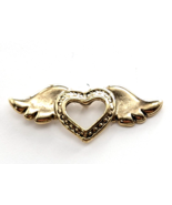 VTG Signed Marci Winged Open Heart Angel Wings Gold Tone Pin Tie Tack Re... - $247.32 MXN