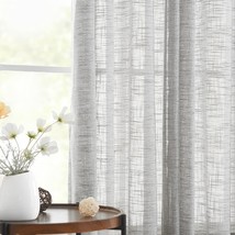 Treatmentex Semi Sheer Grey Curtains For Living Room 84 Inch Long Linen Textured - $43.95